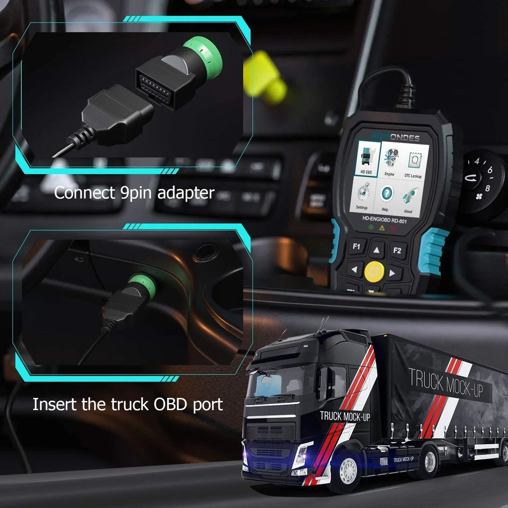 Diagnostic Truck RD801 Car Scan Truck Scanner in Hino, Fuso, Code Romondes Heavy 1 Scania, Check 2 Man, Auto for Tool Tool Scanner Cummins, , & OBD2 Reader Diesel Engine Duty
