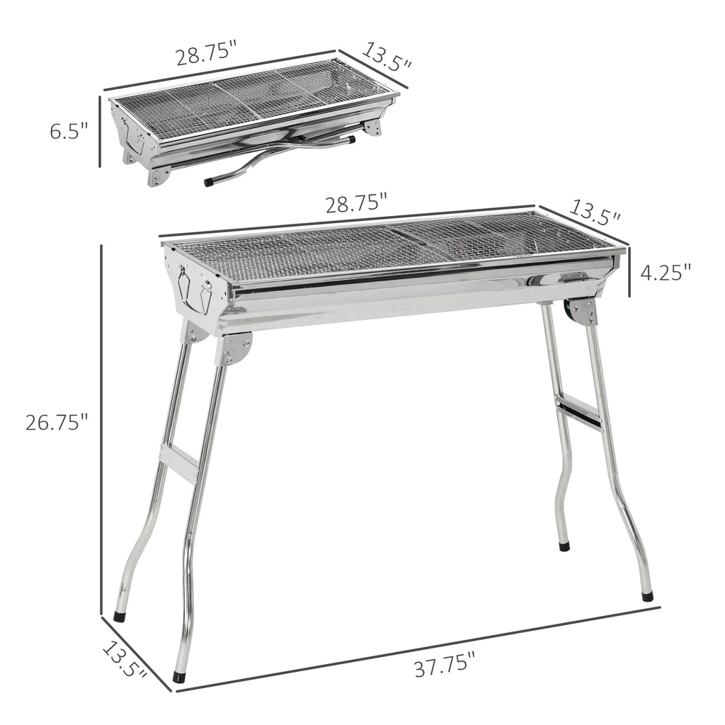 Grill Charcoal Portable Rack for Steel Picnic,Party Folding Outdoor Grill Grill,Stainless