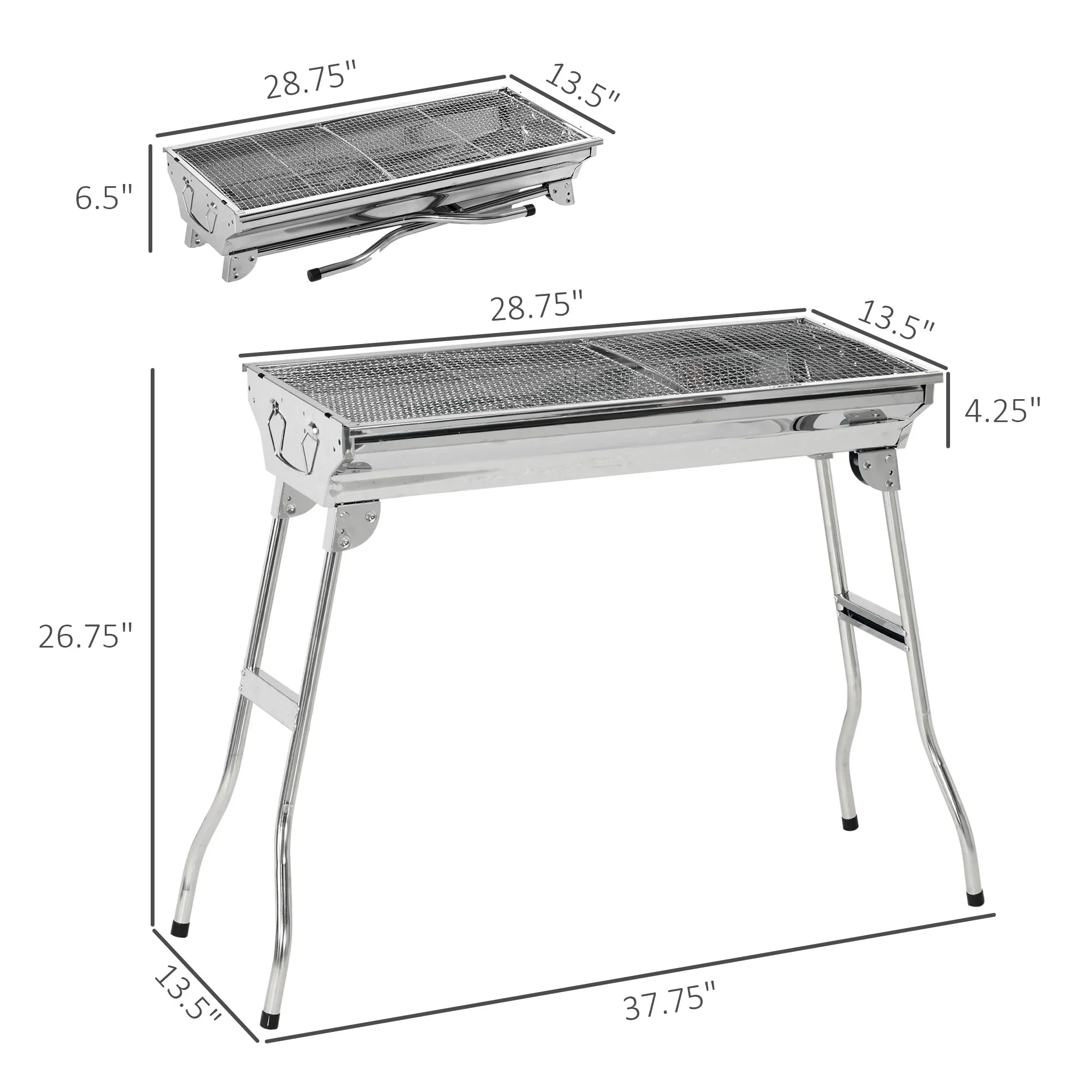 Grill Charcoal Portable Rack for Steel Picnic,Party Folding Outdoor Grill Grill,Stainless