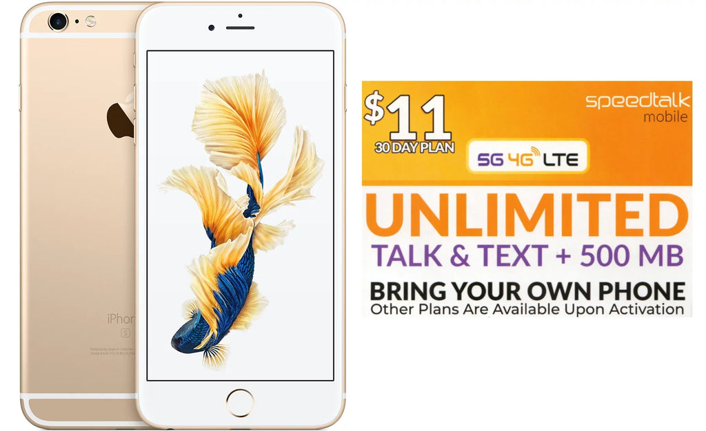 Sim iPhone Card 64GB Speed Pre-Owned Unlocked 6S Good) + Gold Talk (Refurbished: