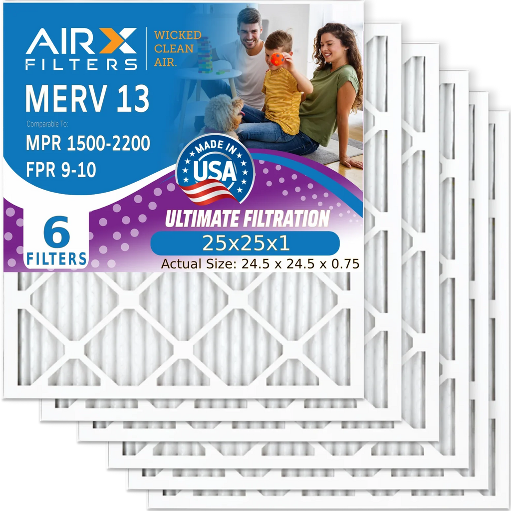 MPR Comparable WICKED Conditioner FILTERS Premium Pleated Electrostatic 2200 Air Furnace 6 AC - AIR. Air MERV Filters Made HVAC & 9 25x25x1 CLEAN AIRX USA Filter Pack by Filter 25x25x1 to FPR 1500 13