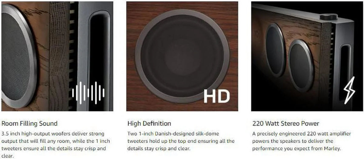 House Oak High-Definition Watt 3.5 EM-DA002-RG FSC Audio Foundation High-Output Certified System, Tweeters, Baffle, of One Premium Regal Home Woofers, x 1 Solid Marley, 220 Power, Stereo 2 Hi-Fi