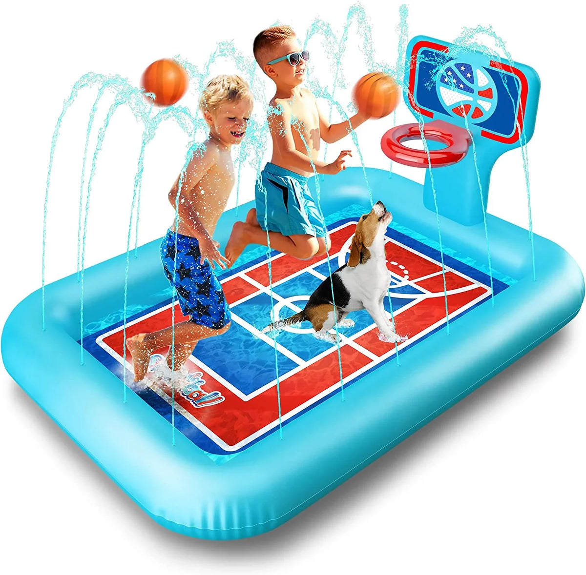 Kids Pad Hoop Basketballs Pad Kids Pool liquid And Inflatable Toys And 82-inch. - Sprinkler Splash Splash With For System, - Summer 2