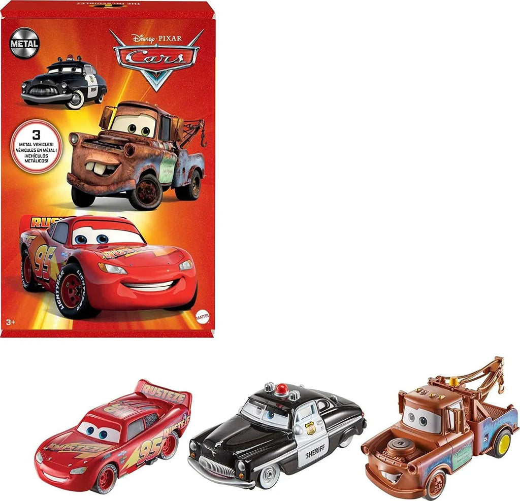 McQueen / Pixar Disney 3-Pack Diecast Cars Lightning Mater Cars Sheriff, & 3