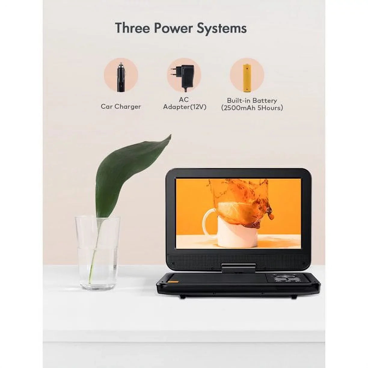 with Car, Portable 9.5" Yoton Hours Player and 4-6 Built-in Battery for Swivel Kids Screen, 7.5"