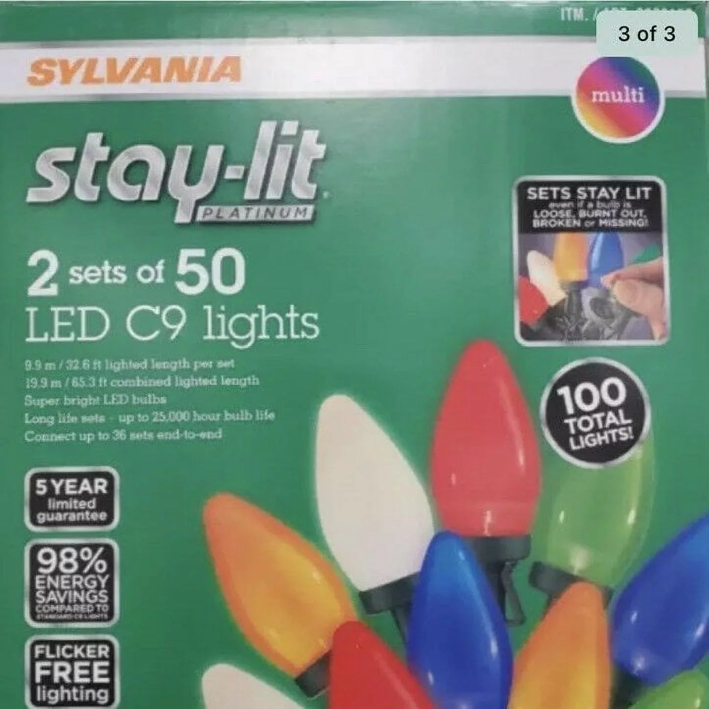 Set, Light (Pack C9 50 2) Stay-lit Sylvania Count of