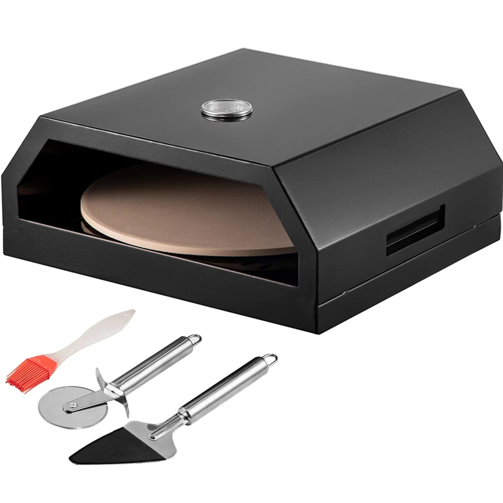 Kit Pizza of Tools Stone, Pizza 12" Including Oven, Pizza Oven Stainless Steel Pizza Shovel, with Pizza Cutter, Baking Professional Pizza Outdoor Cordierite Oven, Camp Set Pizza Thermometer