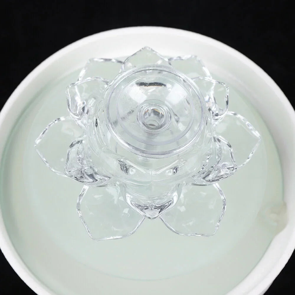Fountain Desktop Tabletop Ornament Office Moisture Lotus Crystal Flowing Decor Desktop White Moisture Fountain Teahouse Fountain, Moisturefall
