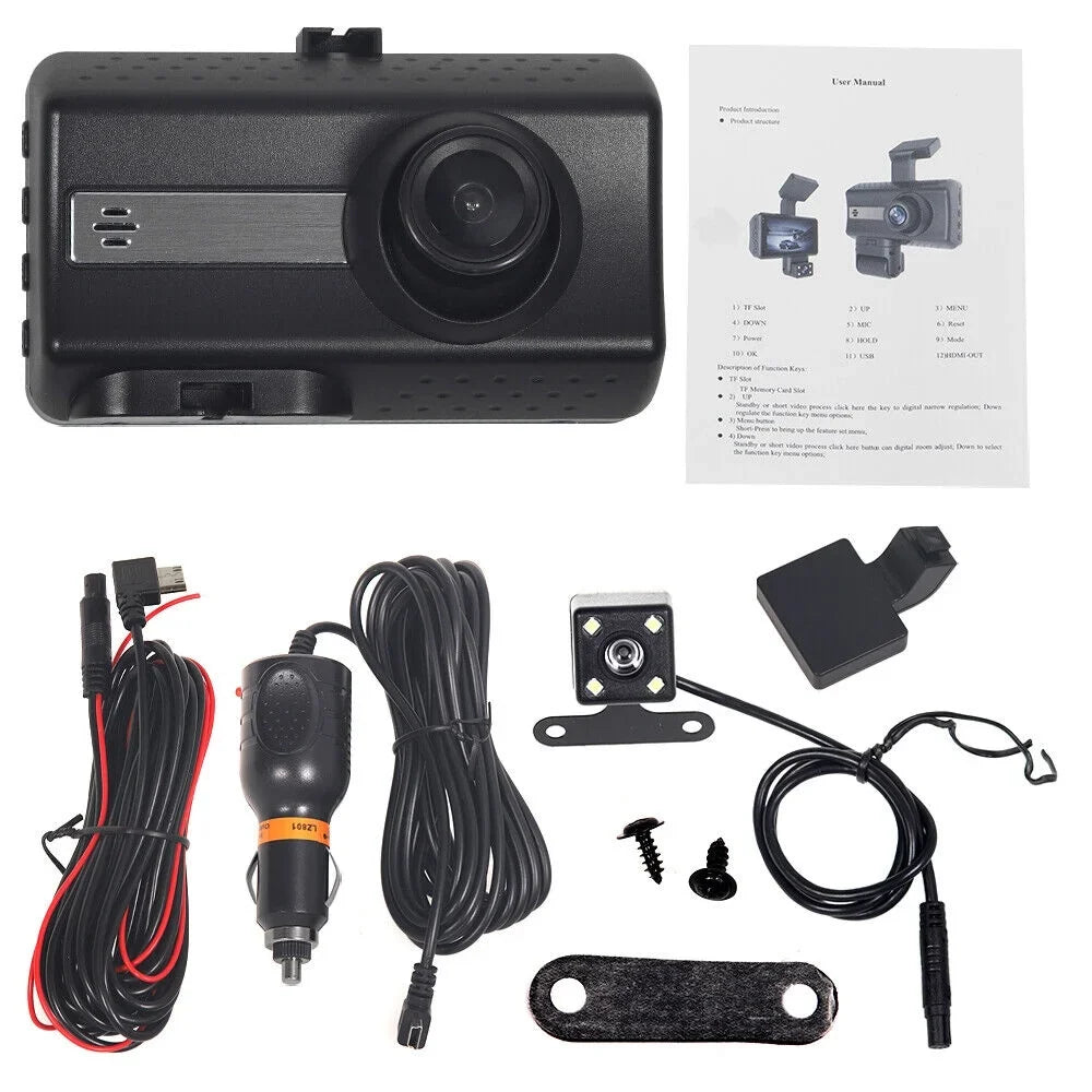 Dual Camera Onemayship Lens Car Sensor Dash and Cam 1080P Recorder DVR Front Rear Video G
