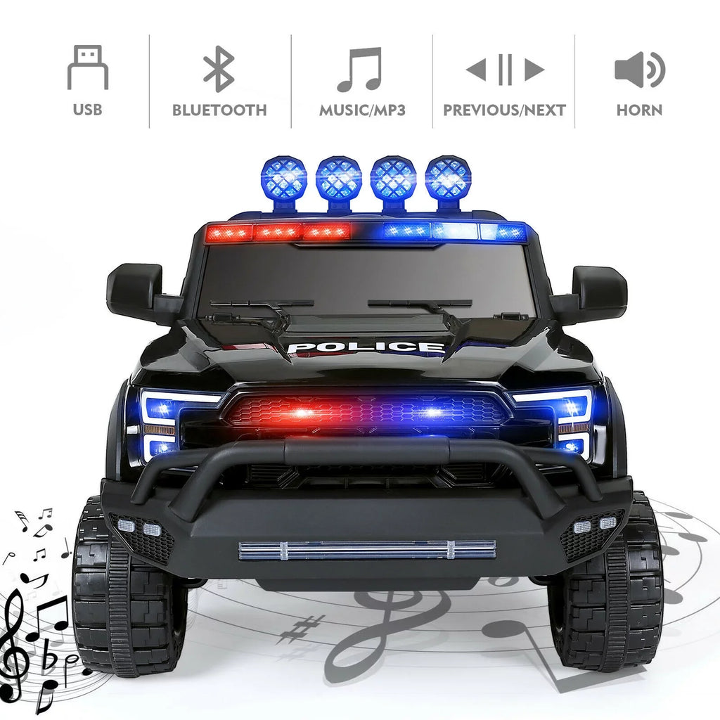 6 with Remote JOYLDIAS Car (Black) Control on Ride Kids Toy Police 12V Wheels