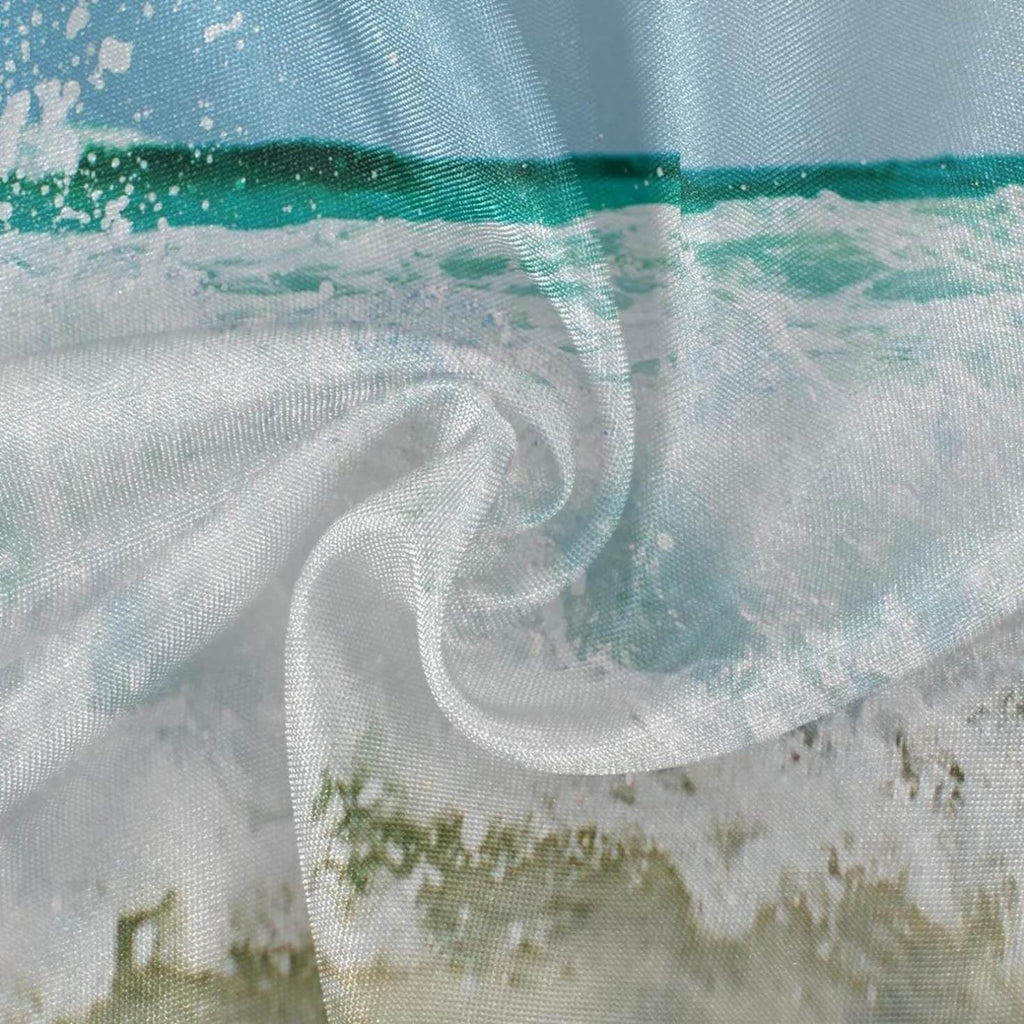 Wrinkle Decor Indoor Party Circular Kitchen Lace Summer for Shield Ocean Wave Round Tablecloth Sea Free, Table 60inch Washable Dining Tropical