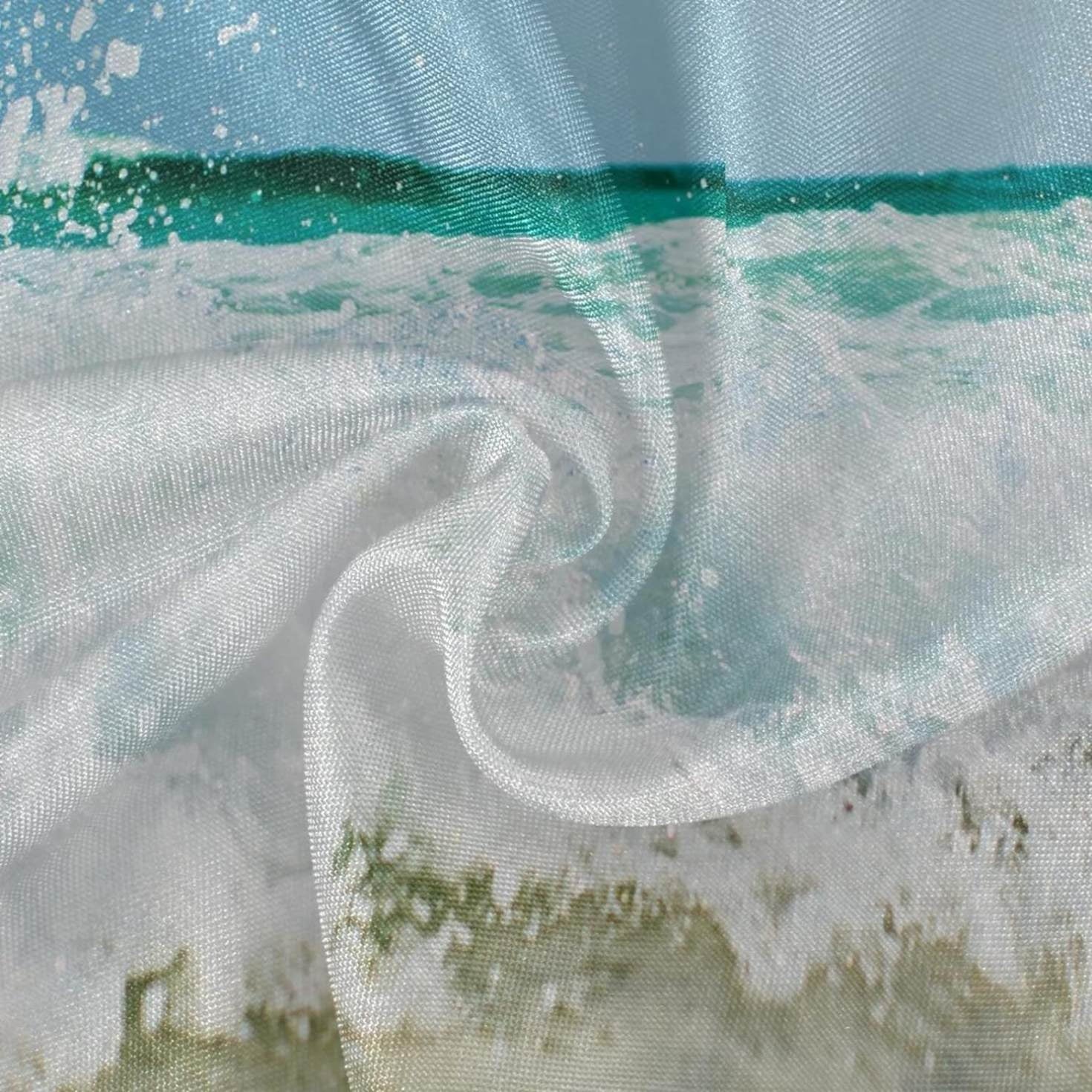 Wrinkle Decor Indoor Party Circular Kitchen Lace Summer for Shield Ocean Wave Round Tablecloth Sea Free, Table 60inch Washable Dining Tropical