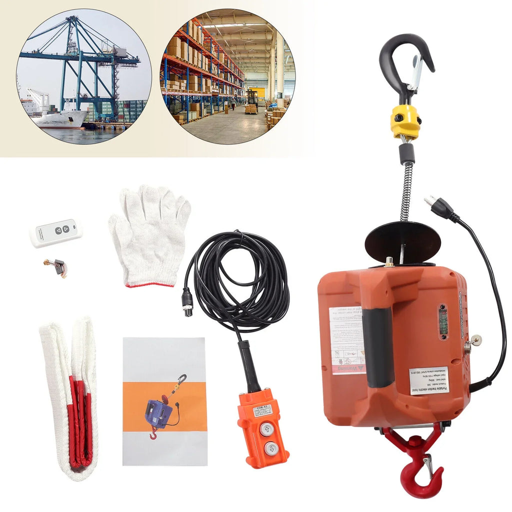 Winch Hoist 3-in-1 110V Kit Wireless Control Portable Lift ZhdnBhnos Electric 1100 Crane Remote