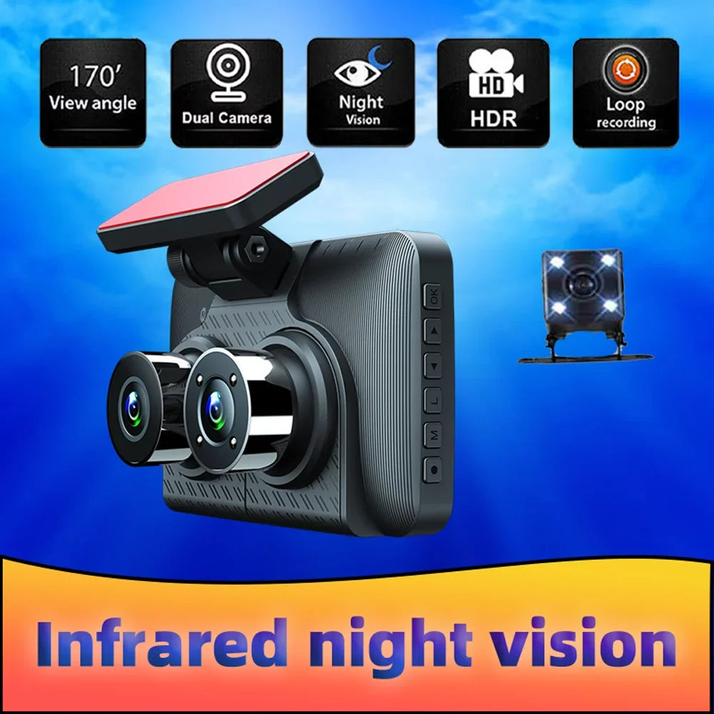 Cameras Recorder, Camera Dash Auto Recorder, Cam, Wide Triple Car Channel Safety Driving 3 Walmart Angle