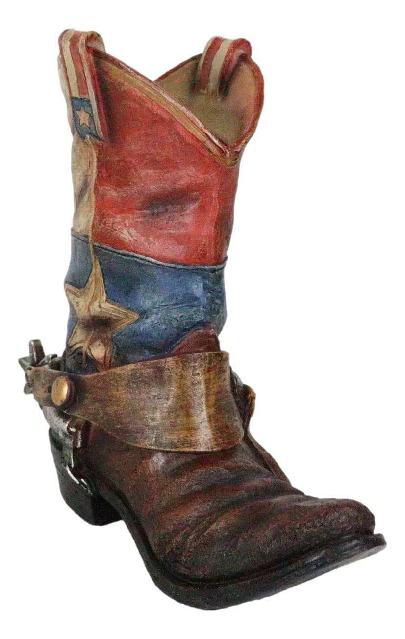 Vase Cowboy Boot Patriot Texas Floral Planter Spur Rustic Flag Star Western With