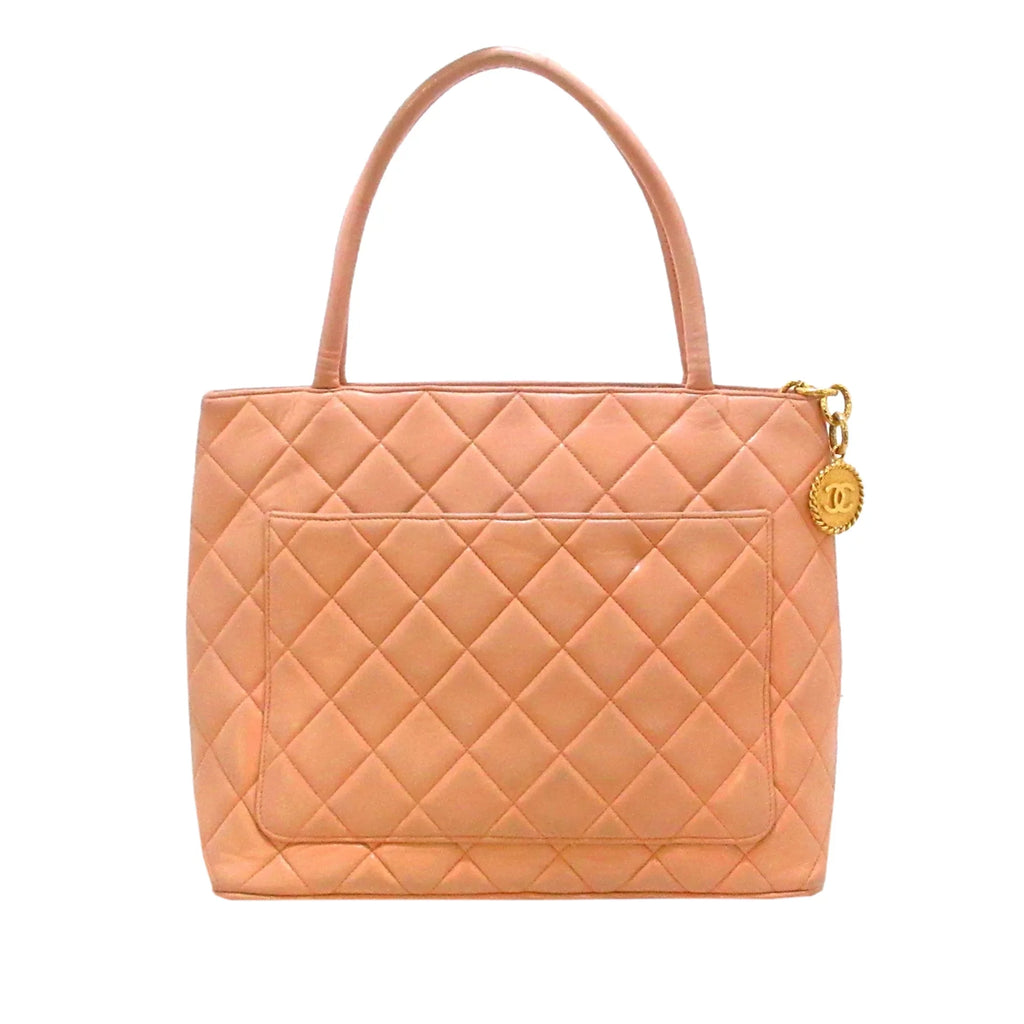 Orange Lambskin Bag Medallion Tote Tote Women Authenticated (Good) Leather Pre-Owned
