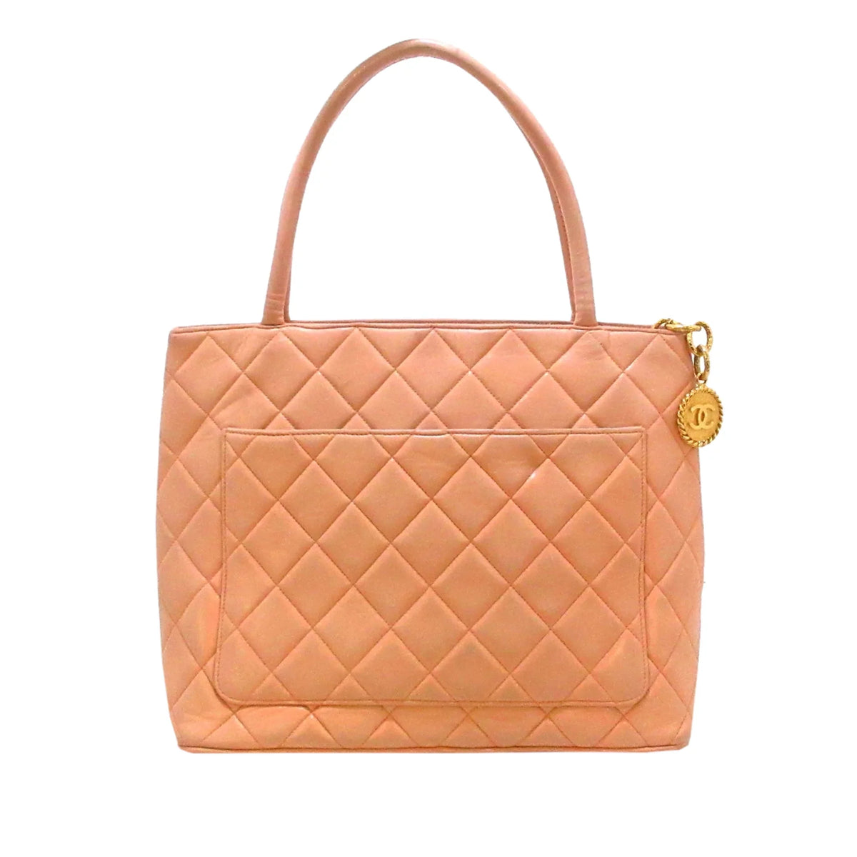 Orange Lambskin Bag Medallion Tote Tote Women Authenticated (Good) Leather Pre-Owned