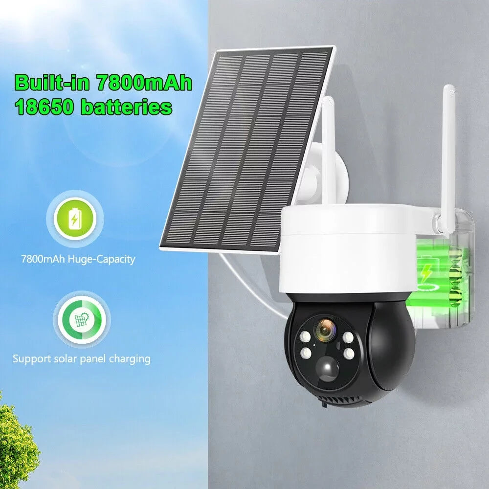 Vision, Siren, Detection, Wireless Way 2 exterior, Camera, Powered 15000mAh Solar Cameras with Solar 2K PTZ PIR Battery, Night Motion Security Audio, Cameras 360 & Color Security Beisu WiFi Spotlight