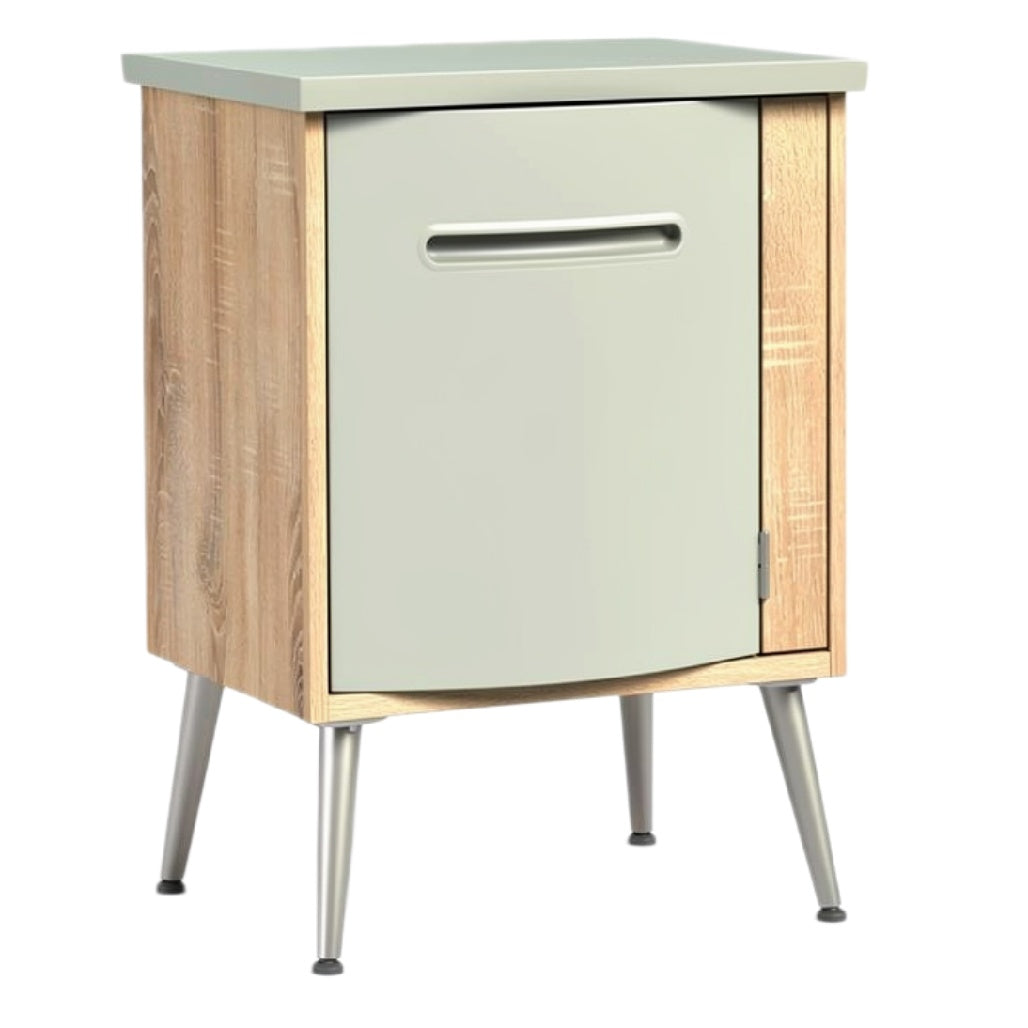 Kleine Moderne Kast met Metaalpoten en Gladde Deur