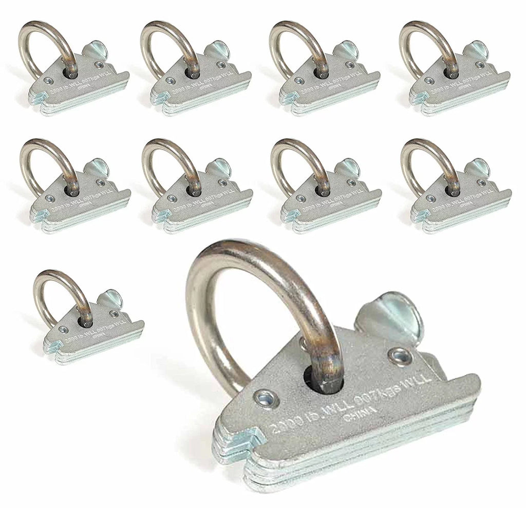 Loads Spring Steel Fitting Duty Cargo O in Mall Track Heavy Trailer, TieDown ETrack DC Tie Anchors Pickup Truck, w/ Tie-Down to Van, E Cargo O-Rings, Down Ring 10-Pack System E-Track Attachments,
