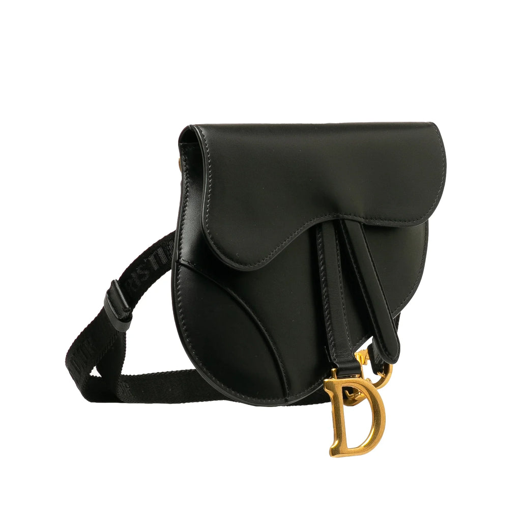 Bag Leather (Good) Dior Pre-Owned Saddle Unisex Calf Authenticated Belt Black