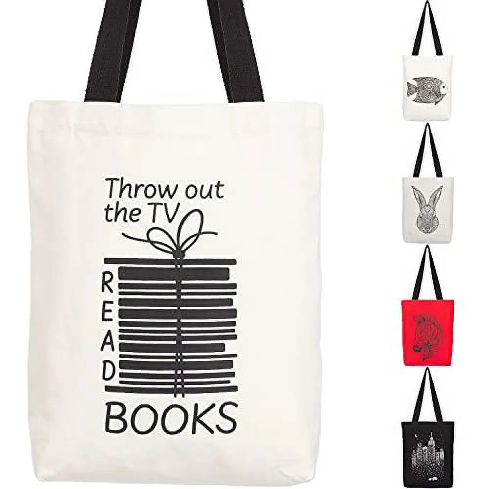 School, oz & Black Picnic Canvas Books Max Inner 12 Bag Multi-functional - Men, Tote Design Miller Durable Print An Cotton Bags With Canvas Pocket, Office, Women Reusable Fun Cute For For Handles 100%