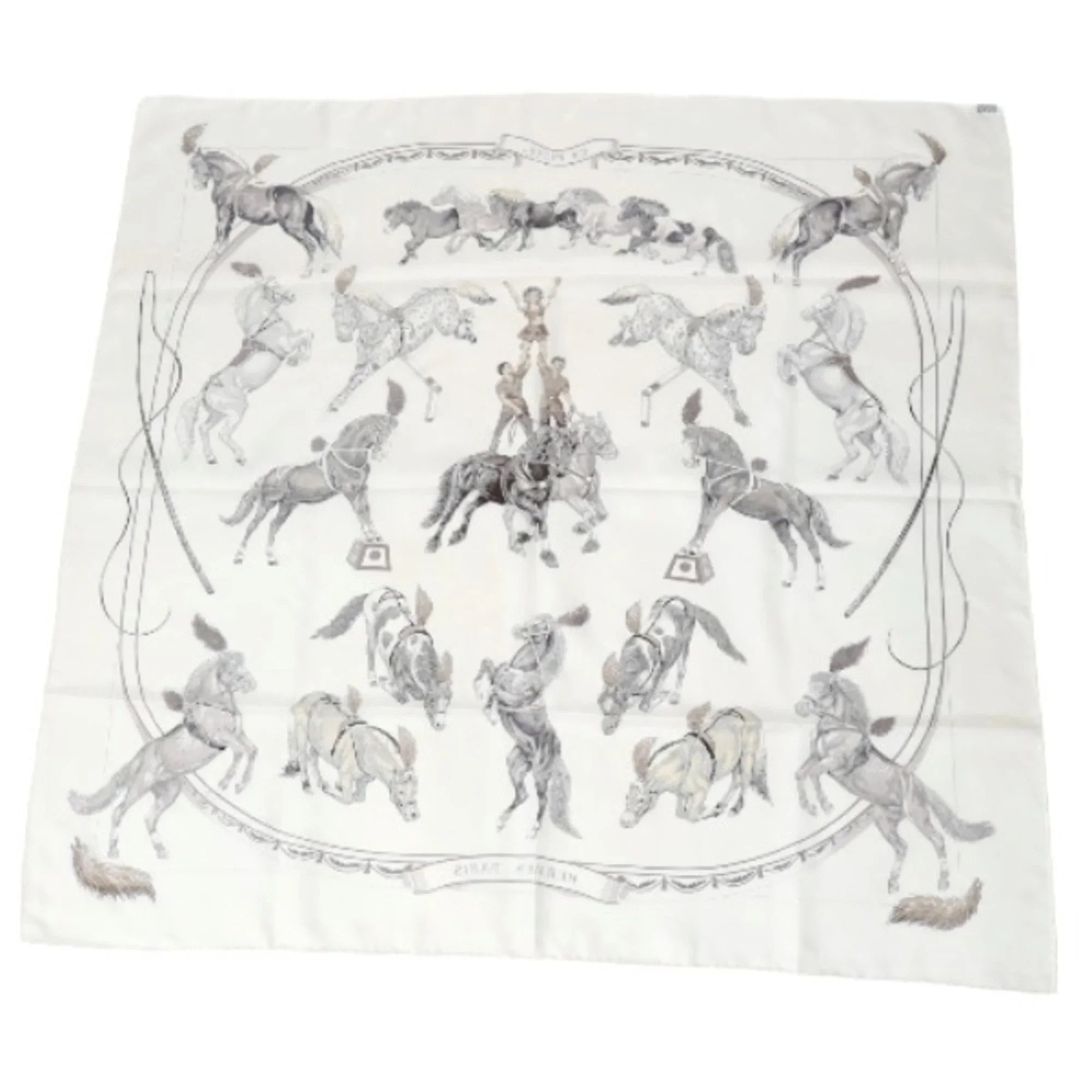 100% Hermes Scarf Pre-Owned (Good) Carre90 Silk White