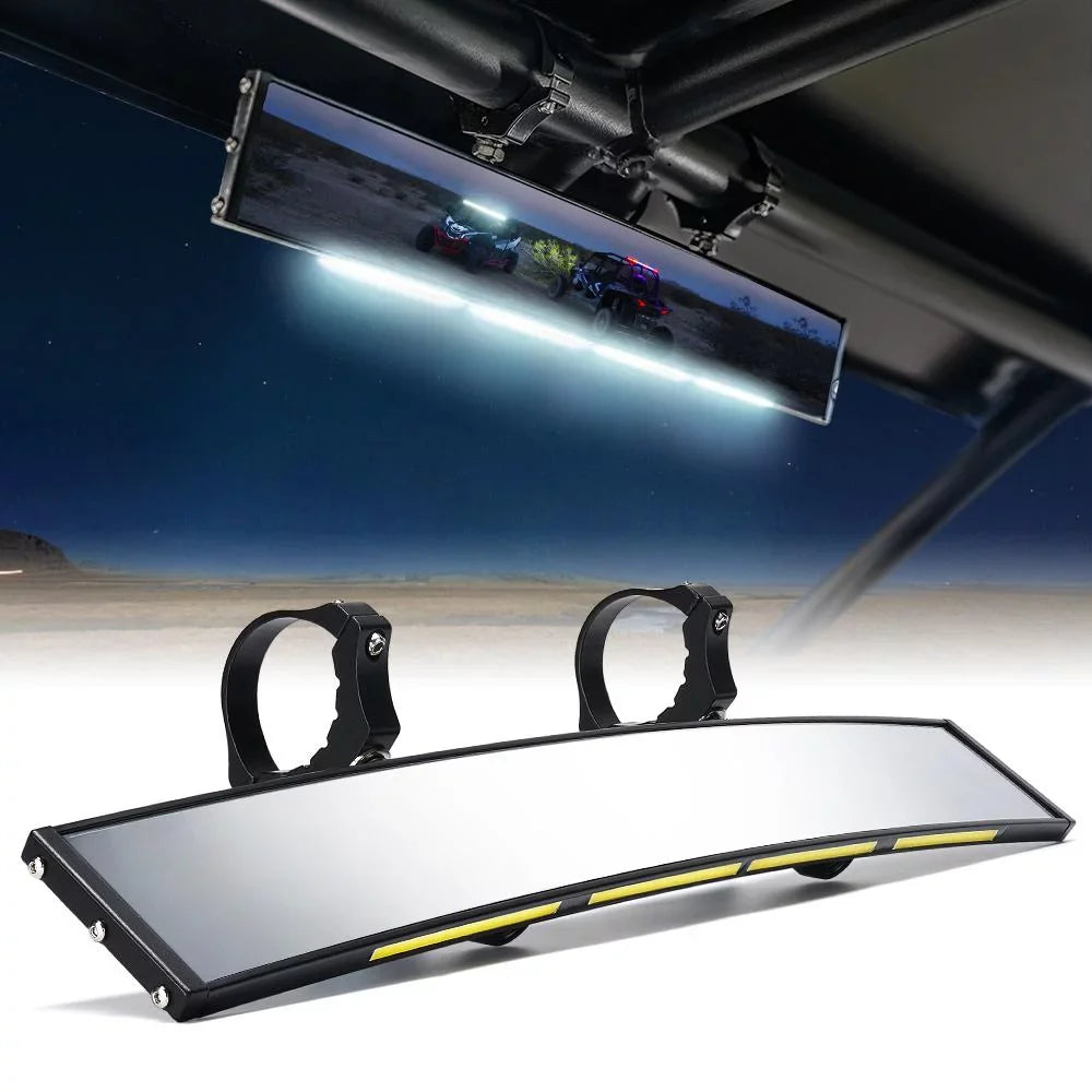 View LED 1.75"-2" UTV Rollbars Xprite Rear 17.5" Lights Integrated W/ Fits Mirror Curved