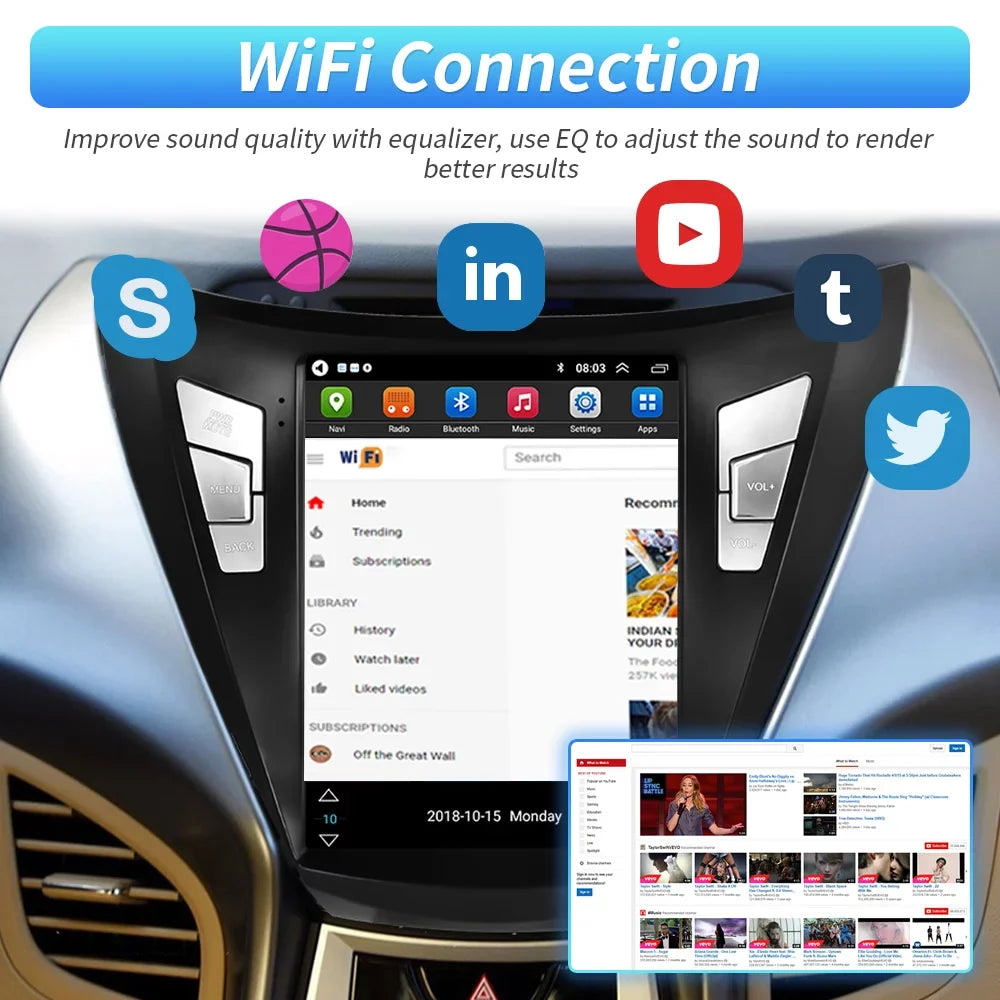 for 9.7'' Backup Camera Android 2012 Touchscreen WIFI Hyundai Mirror with GPS Stereo Car 2013 2G+64G Radio Bluetooth FM Podofo 2011 Link USB, Elantra