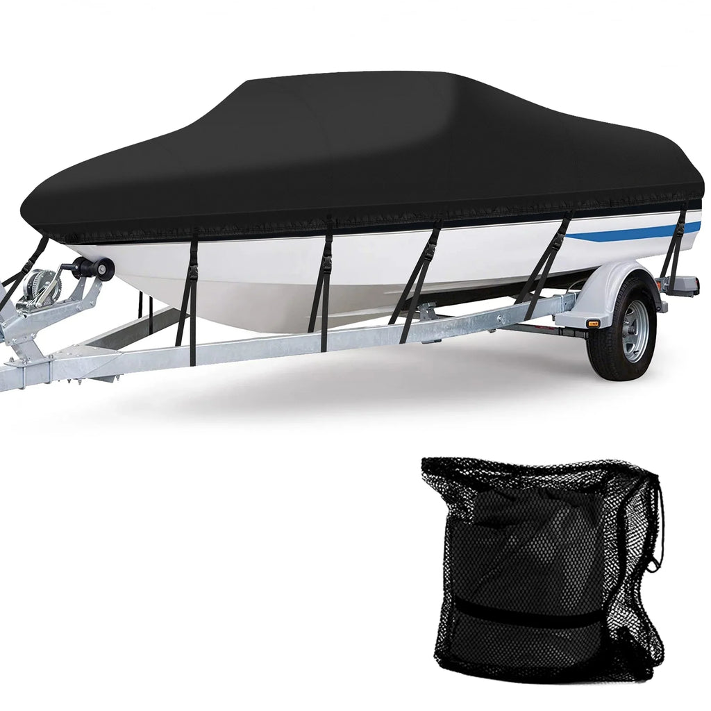 Runabout for Bass Polyester 19 - TRI-Hull 600D Oxford Protection Boat Heavy Durable Fishing Cover, All AngLink V-Hull Duty and Boat ft - Waterproof Boat 17 climate Black Trailerable, Fit Cover |