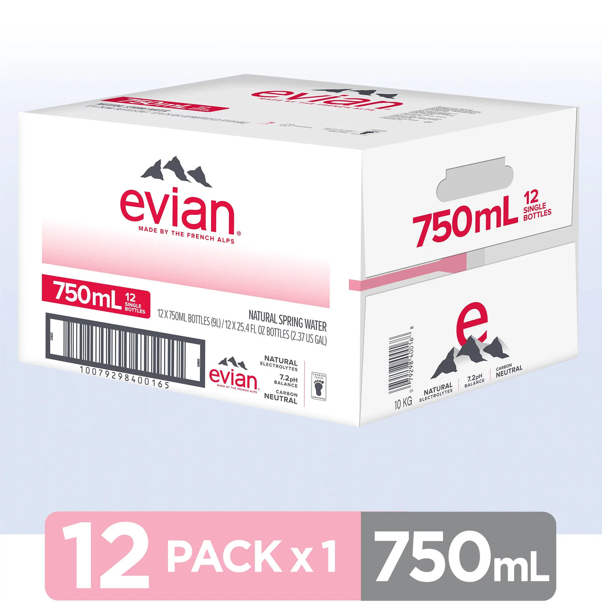 Count Fl Spring 12 Bottles evian Natural Oz, liquid, 25.36