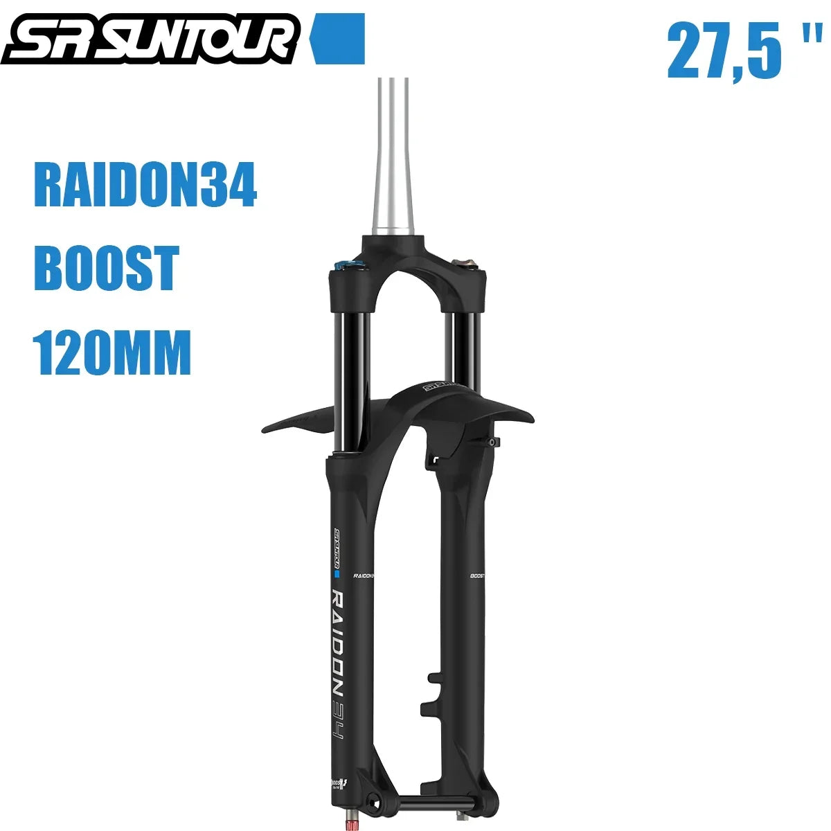 MTB Travel RAIDON34 SUNTOUR 120mm 110X15mm) (Manual) Suspension 27.5" SR Tapered (BOOST: Fork Bicycle Air