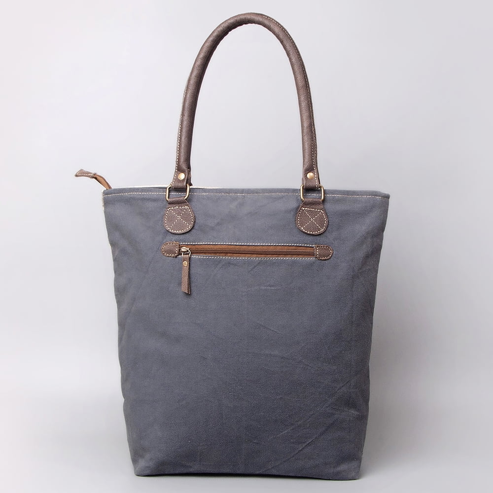 handbag Canvas Leather Upcycled Upcycled KB481 Wool women Embossed western bag Genuine purse