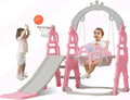 Set, Stairs, Indoor 1 Slide Kinbor for Basketball Climber Slide Extra Easy Toddler Pink in & Slide Baby Playset with Playground Outdoor 5 & Hoop, Swing Climb Long
