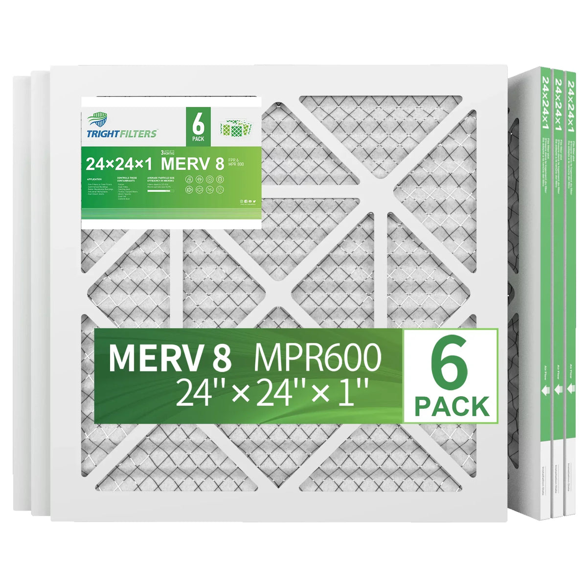 8 Furnace Filter 6 Pack HVAC 24x24x1 TRIGHTFILTERS Filters Air AC Pleated MERV Home