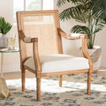 Studio Fabric and Baxton Honey Wood Finished Chair Garridan French Oak Accent Beige Traditional