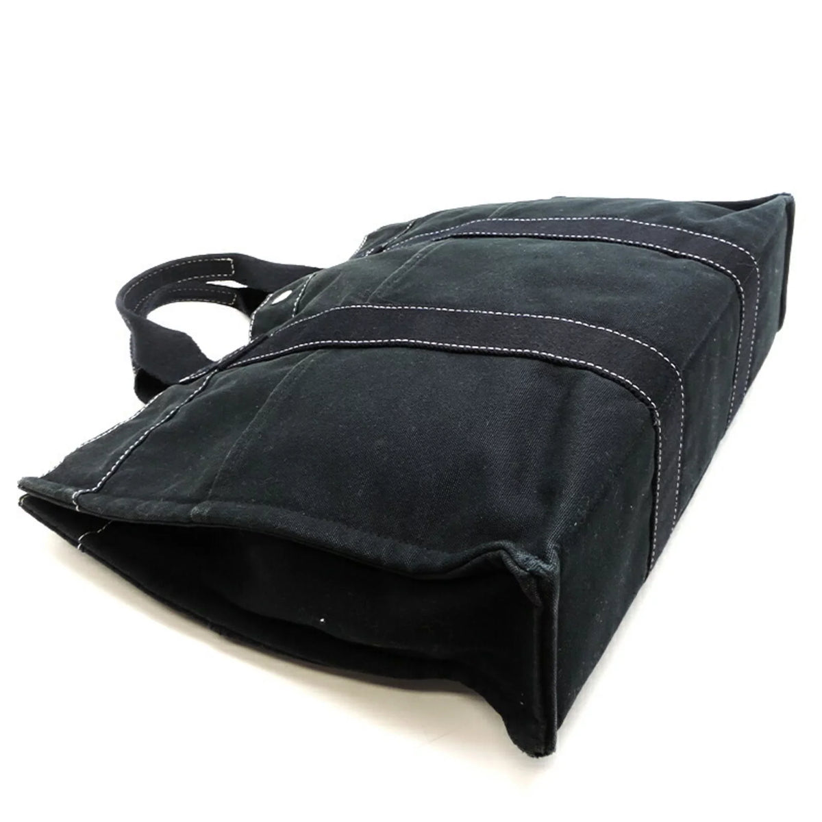 MM Canvas Hermes Pre-Owned Ladies Cotton (Fair) Deauville Tote Black Bag