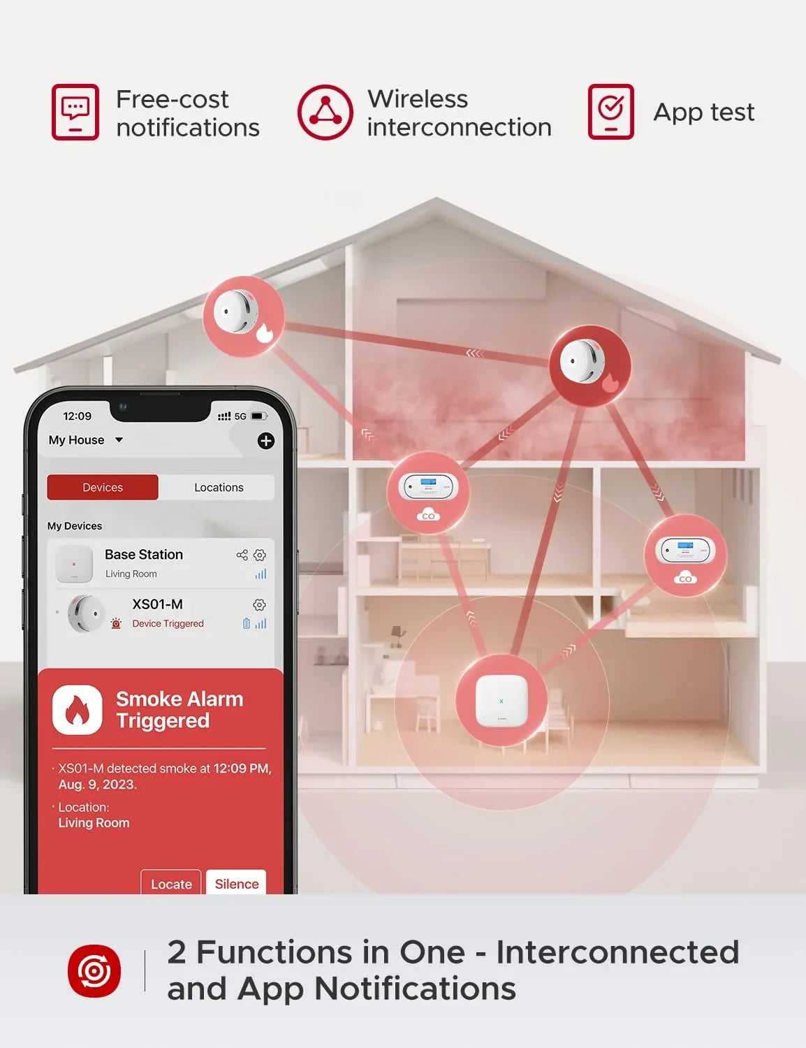 XC01-M, Smart X-Sense FS31 Accessory an Wireless 1-Pack Monoxide Works Base for Station, Detector X-Sense Carbon FS51 with Portable Smoke Detector Interconnected or SBS50 Alarm Kit,