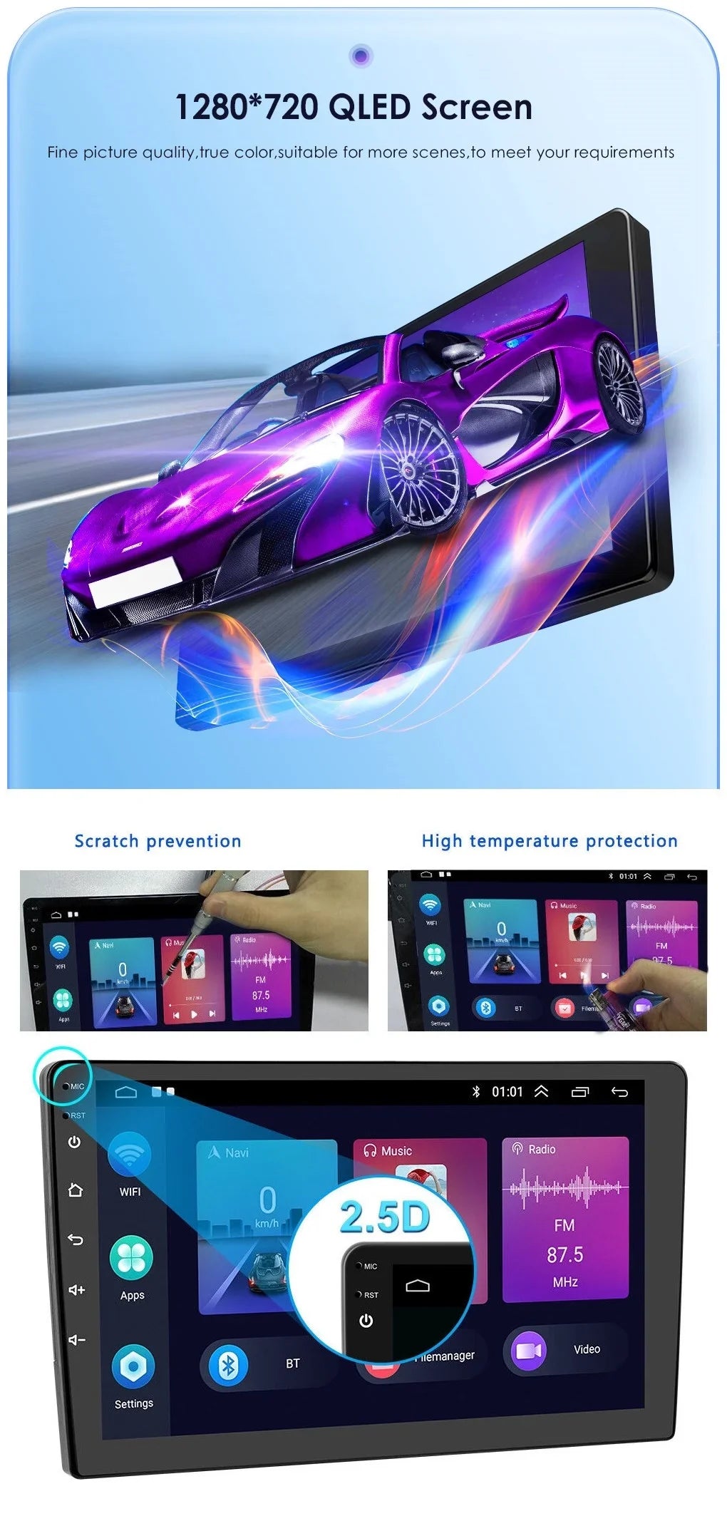 Backup Carplay Wireless WiFi Double Auto Screen 1280*720 9" 2+32GB Camera Navigation Android Android Car Stereo Bluetooth Radio / Receiver Din