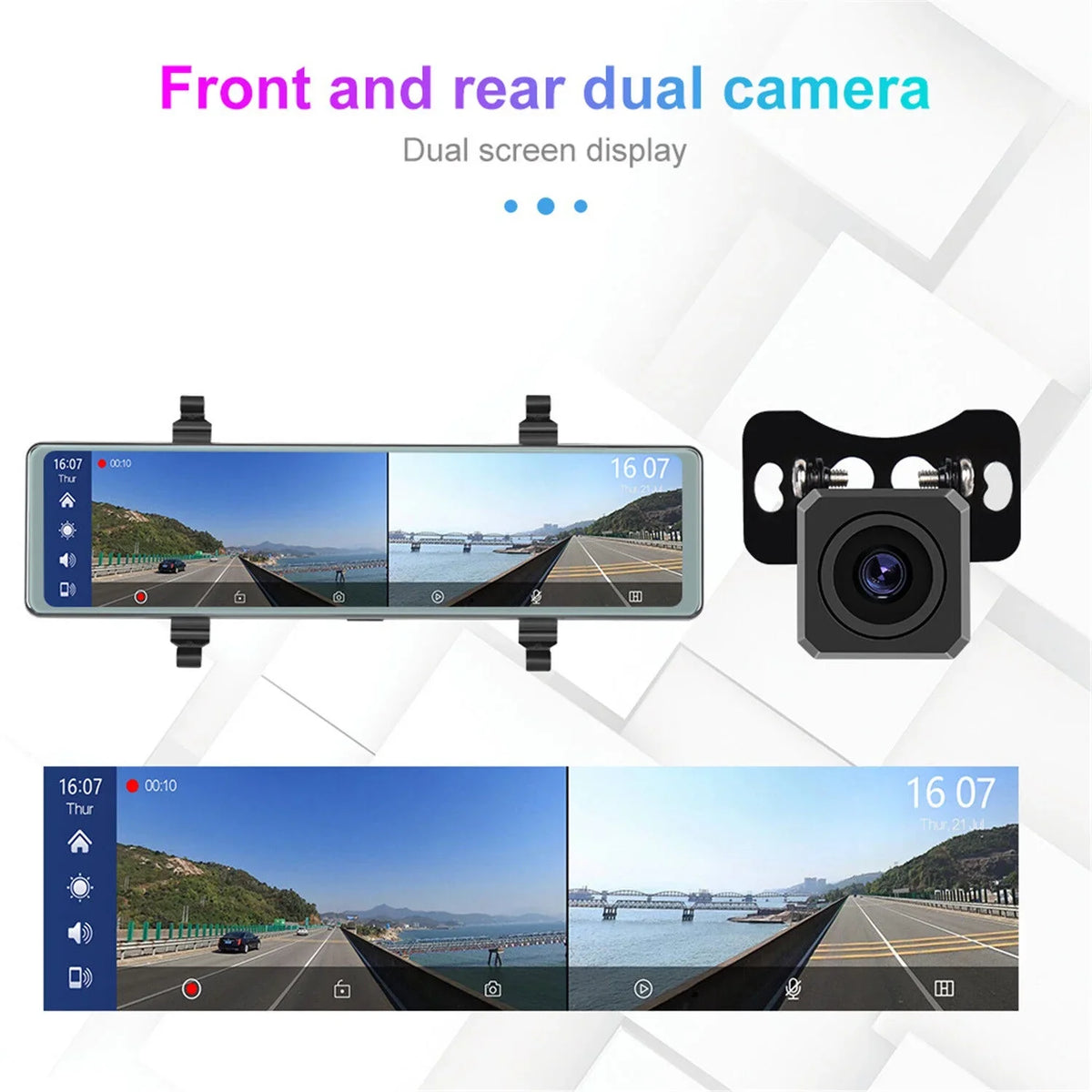 View Auto,11.26" recording, Mirror View with Dash WDR/HDR,Loop Rear 4K Wireless Assistance, FM Carplay&Android Control Vision,Parking Voice Mirror Cam Transmitter,Night Cameras,WiFi Recording