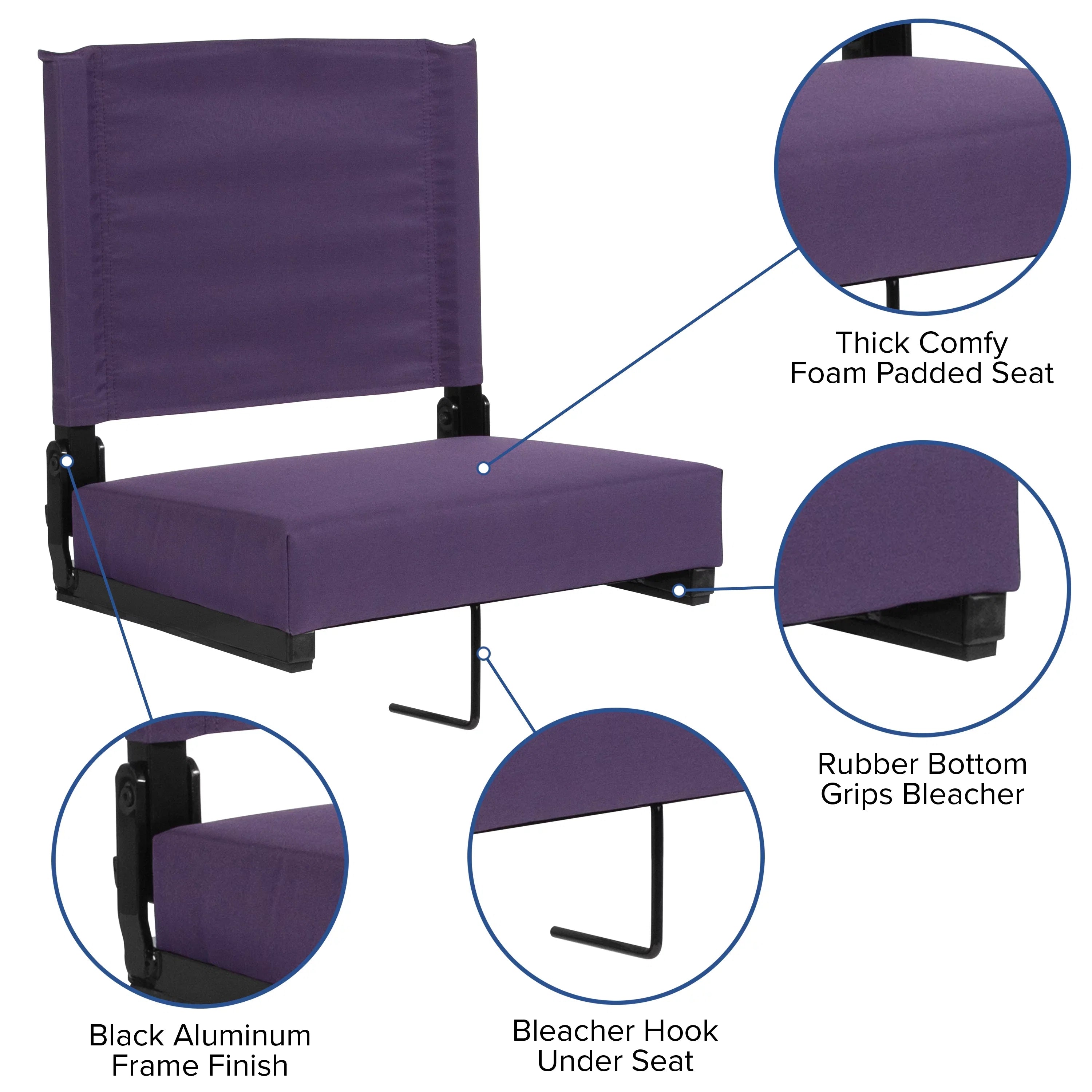 Lightweight of Stadium Set Chair 2 BizChair with 500 Dark lb. Seat, Ultra-Padded Purple Rated