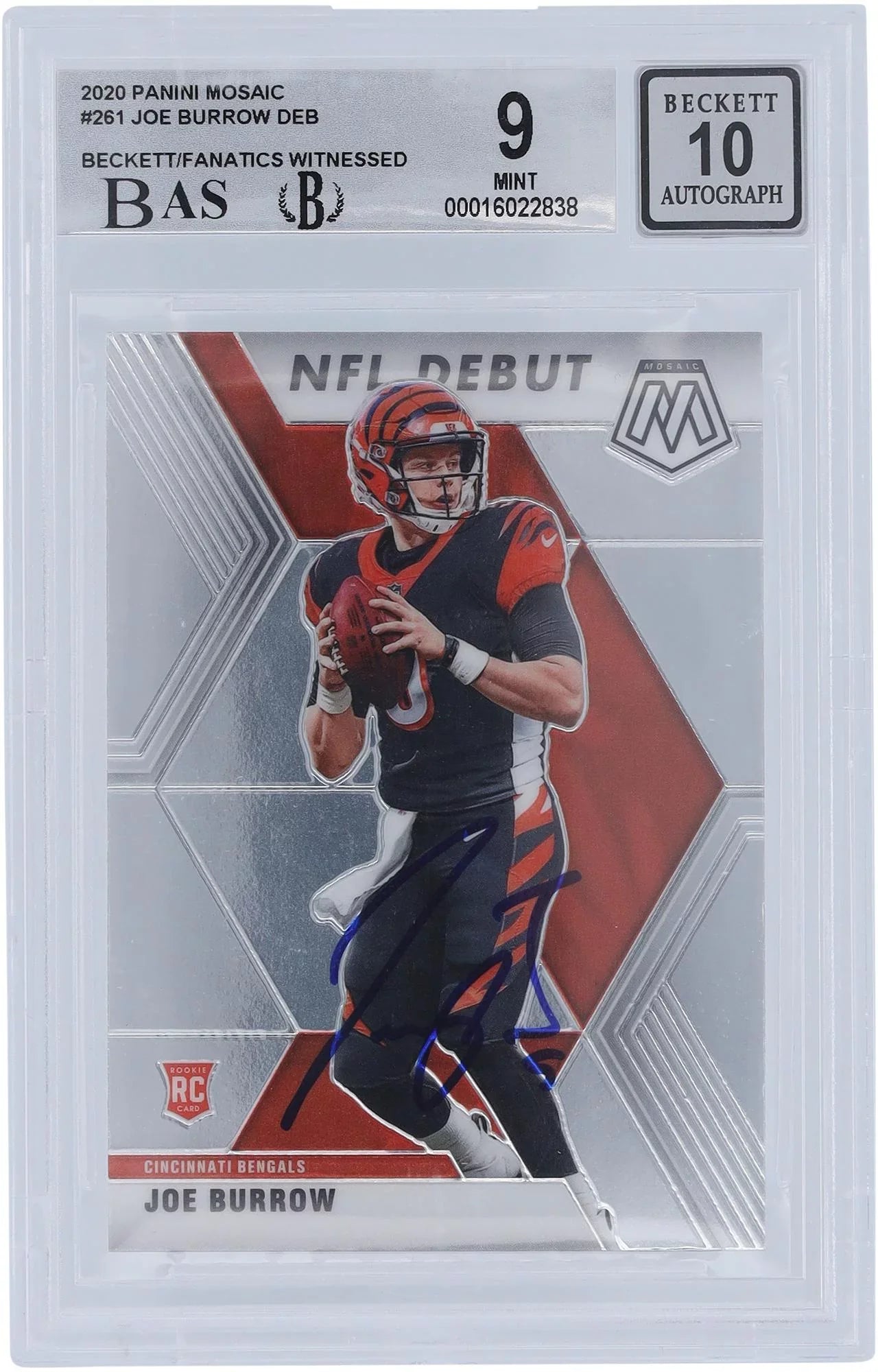 9/10 - Card Autographed Authentic Panini Fanatics Joe Rookie Witnessed Cincinnati Burrow Beckett 2020 Subgrades Bengals Authenticated Mosaic - 8.5,9.5,9.5,9 Certified Fanatics #261