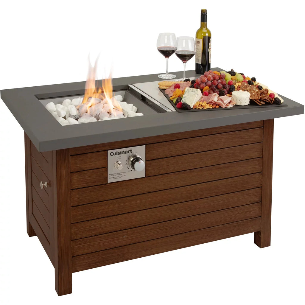2-in-1 Fire Table Design Patio with Pit Pit Table Cuisinart - Ignition, Start Push Fire to Coffee to Outdoor