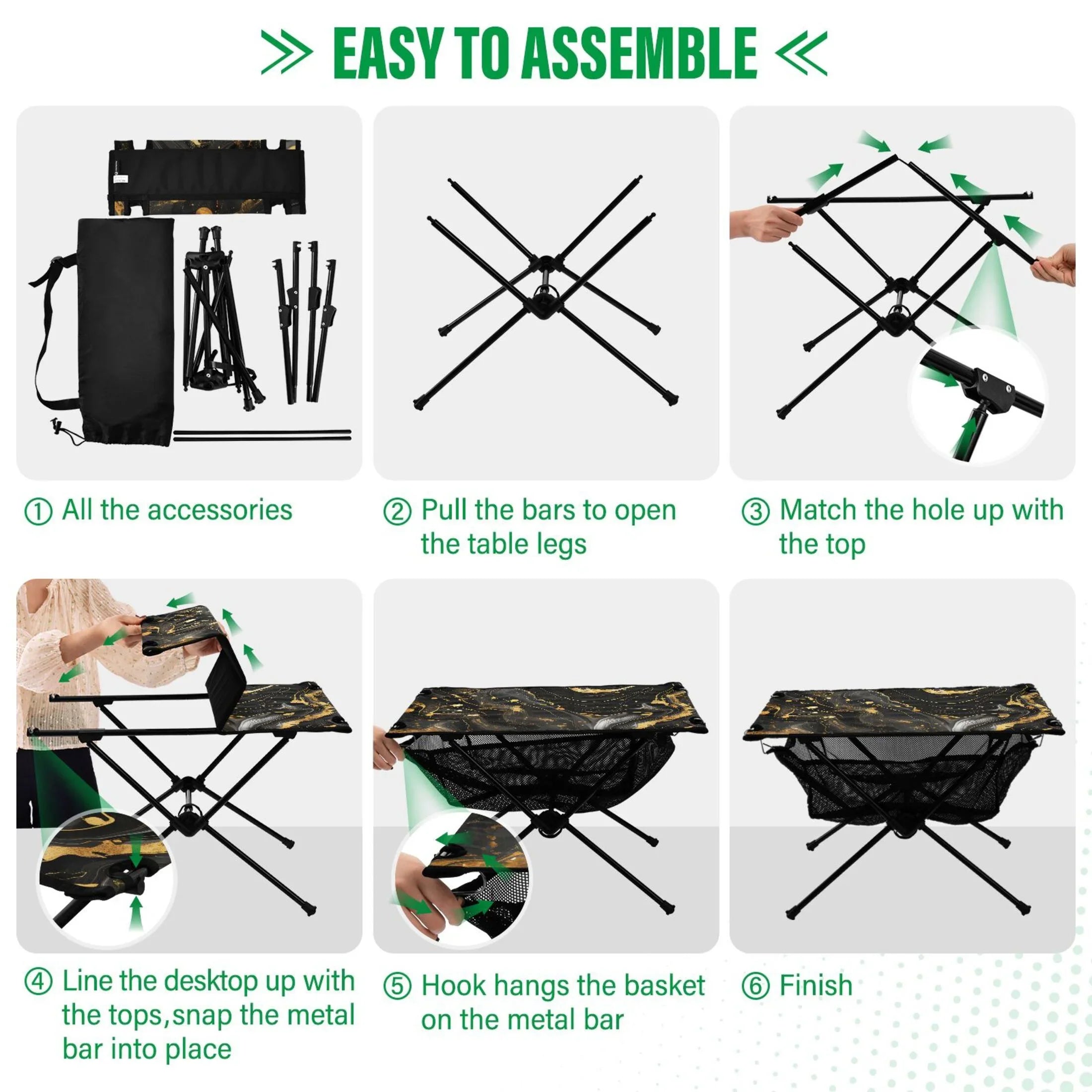 Picnic Storage Gold Beach Travel Folding for Bag Marble Black Fishing Table Camping with Compact Table Table Outdoor and Portable Luxury