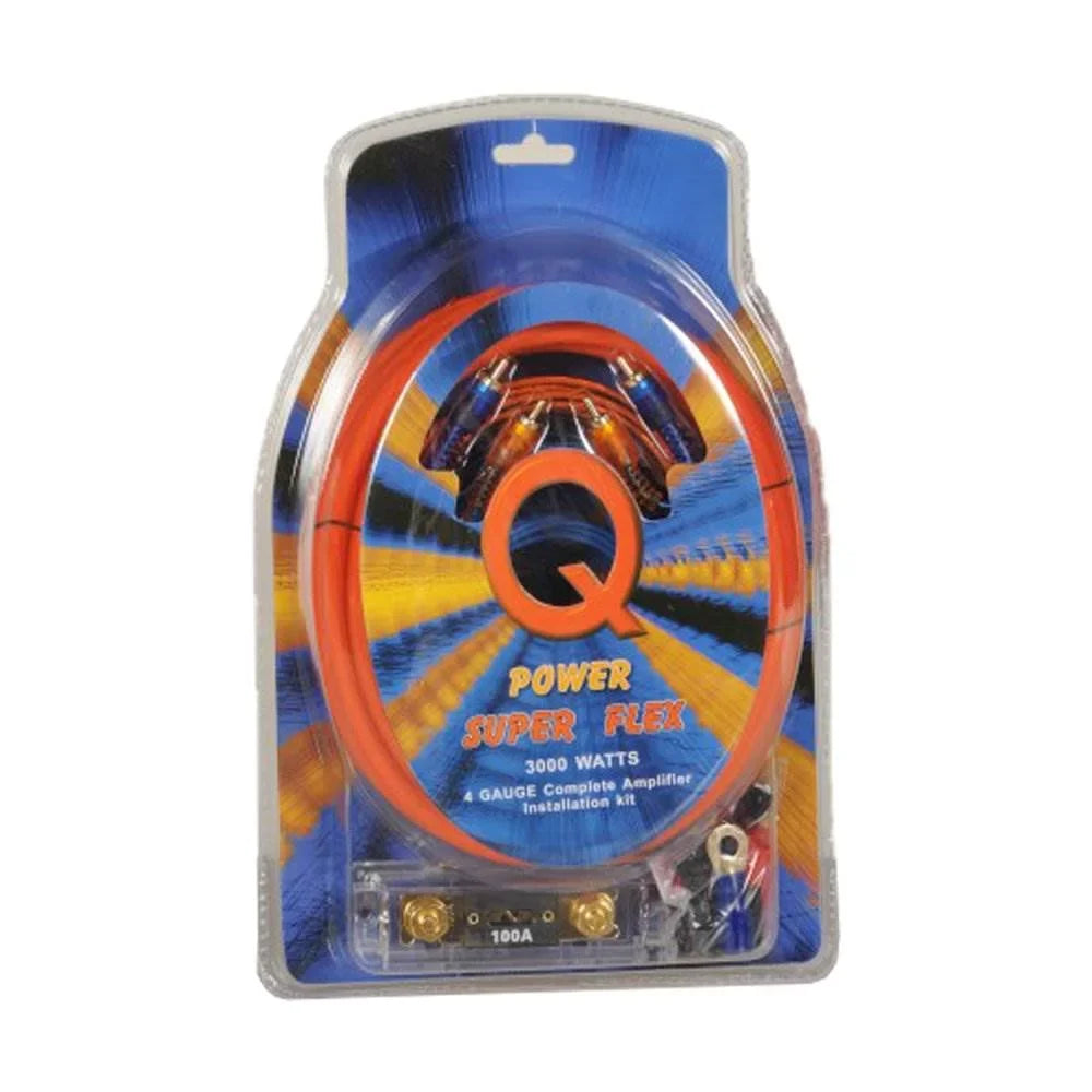 4-Gauge Flex Super Amplifier QPower Kit, 2 Wiring 3000-watt Car Audio Pack