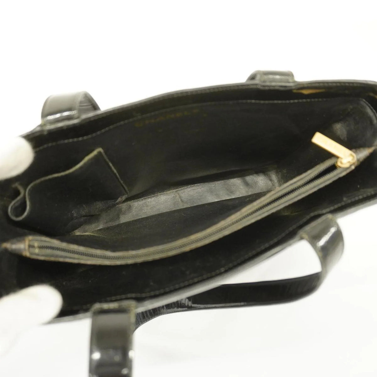 Black Patent Tote Leather Pre-Owned Bag Women's (Good) Champagne