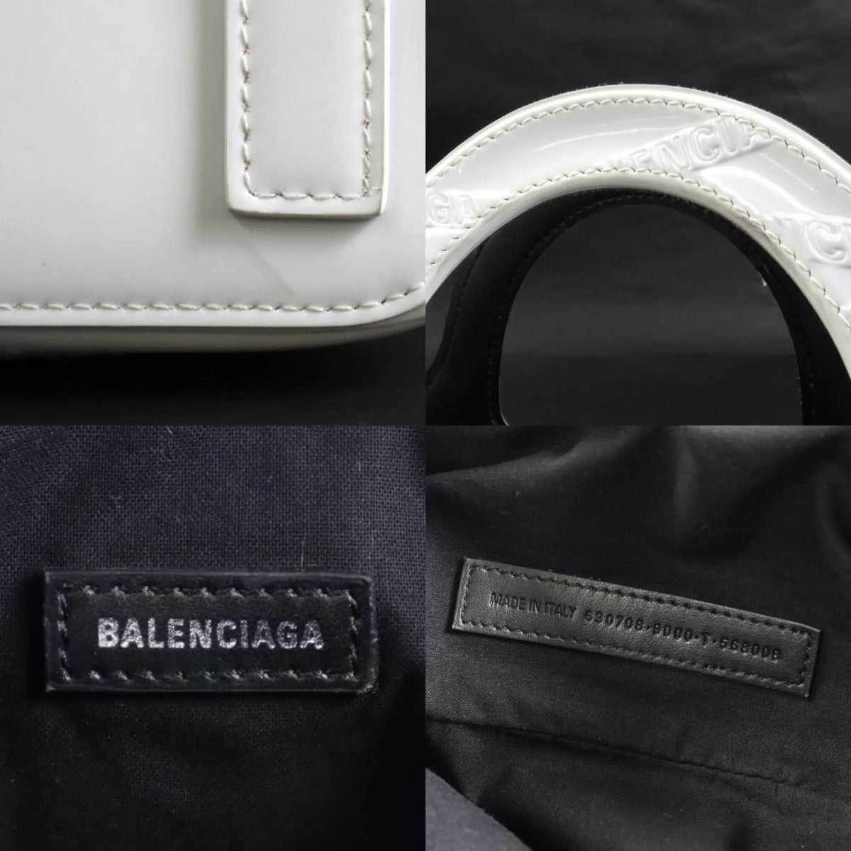 handbag BALENCIAGA white (Good) Balenciaga leather bag ladies Pre-Owned diagonal patent 630708 shoulder