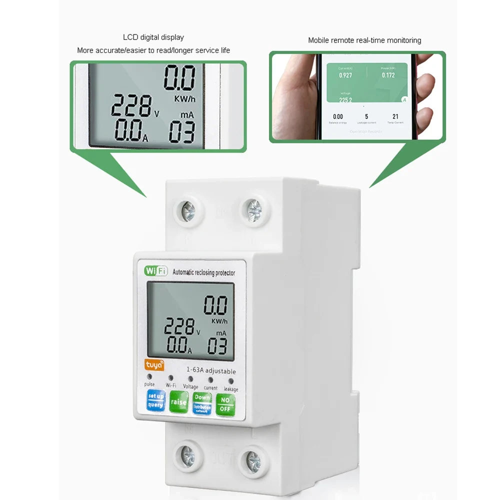 Google Din Xiaomi Life Timer Rail Alexa 220V 63A Energy Wattmeter Smart Meter Meter Smart Home Power 110V Monitor KWh Alice