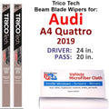 Quattro Audi Blade Beam Wipers 2) of 2019 A4 (Set