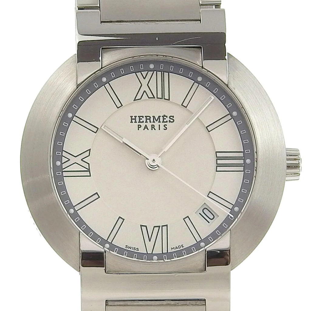 Made Pre-Owned Swiss (Fair) Nomad Quartz Steel Stainless Watch NO1.710 Hermes Silver Men's Dial Analog White Display